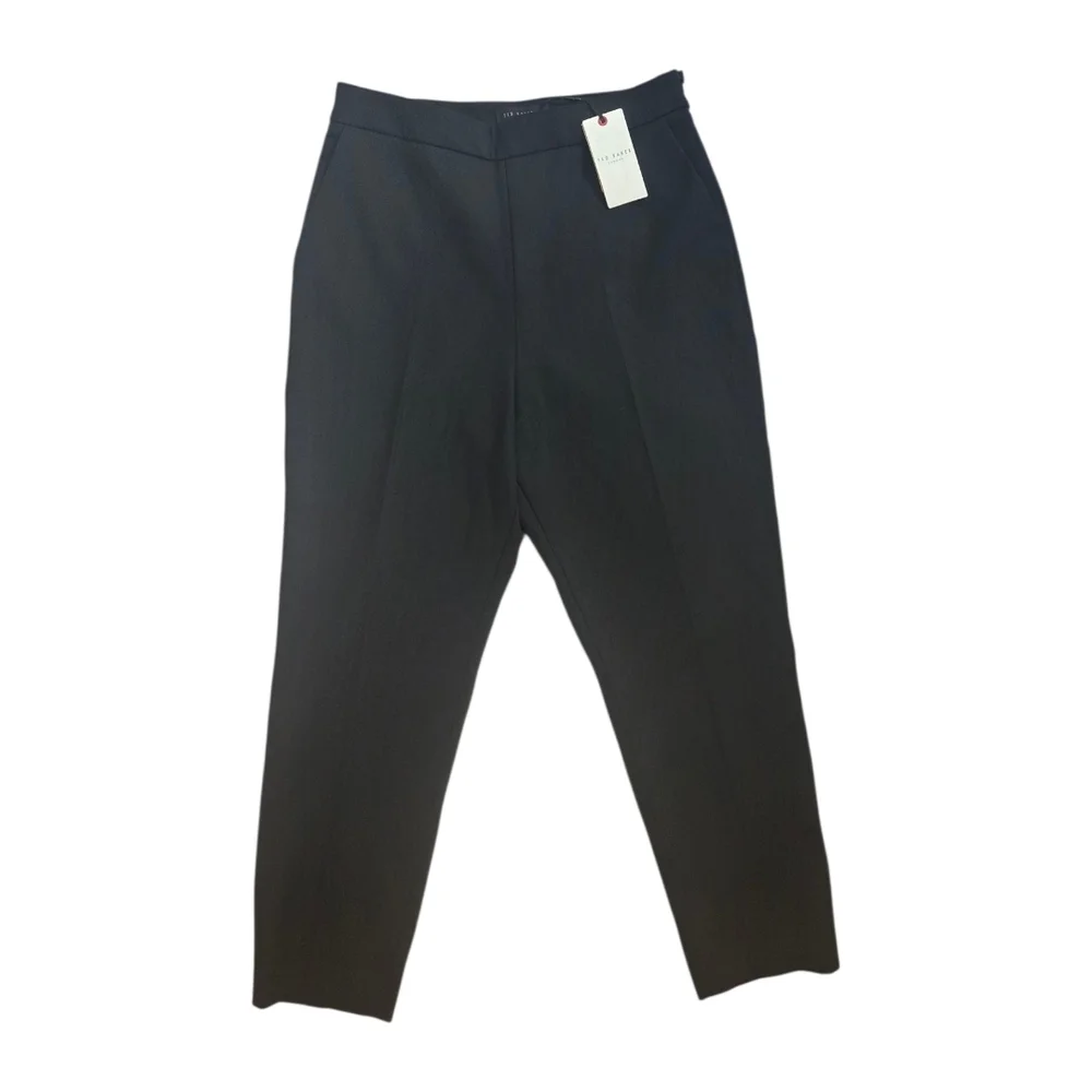 NWT Ted Baker Devana Black Flat Front Tapered Leg Trousers US 4 - Picture 4 of 11